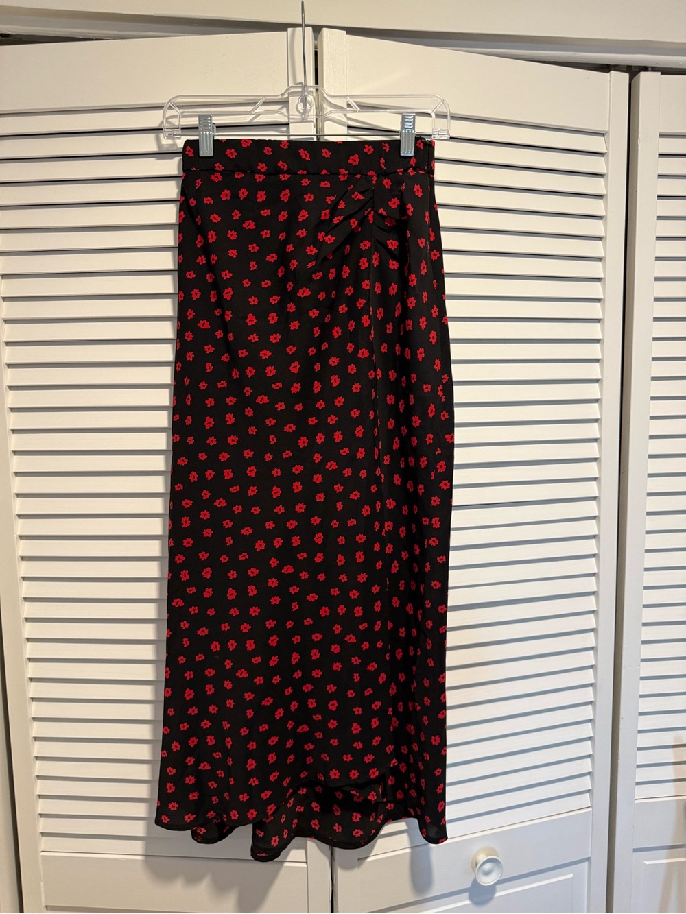 Princess Polly Black Maxi Skirt with Red Floral Print